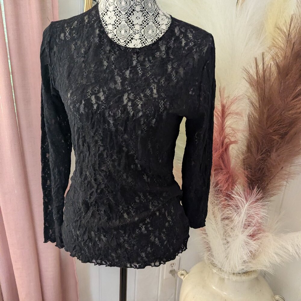 "Little Black Top"  Stretchy Lace XL  NWOT